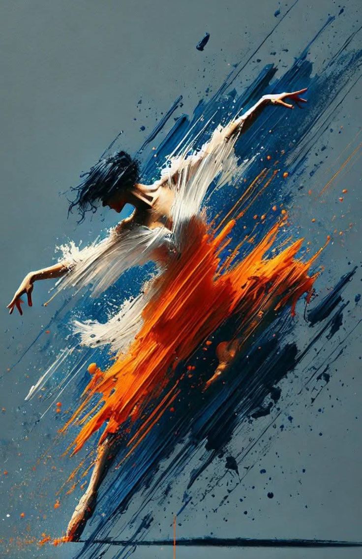 Abstract Dance Movement Paint Splash Art